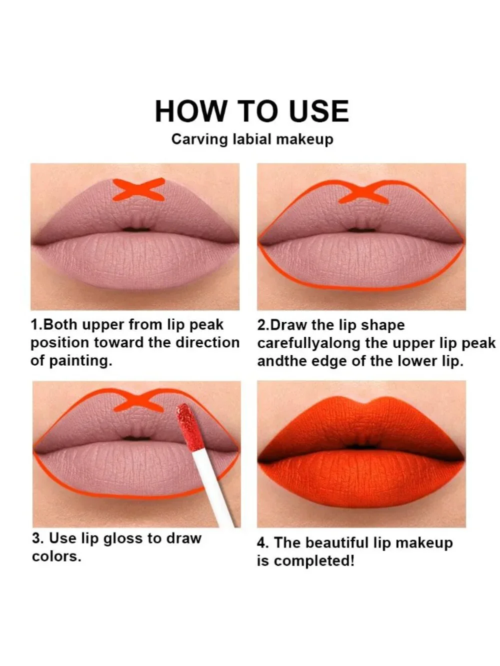 DNM 54# Light Orange Red 2Pcs 24H Long-Lasting Matte Liquid Lipstick and Lip Lin